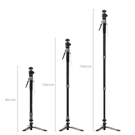SmallRig 6285 x Potato Jet TRIBEX PRO (Photography) - hydrauliczny monopod Carbon, z głowicą kulową, fotograficzny - wymiary